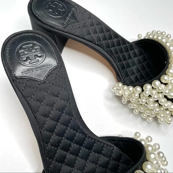 NEW Tory Burch Pearl Embellished Slip-on Sandals